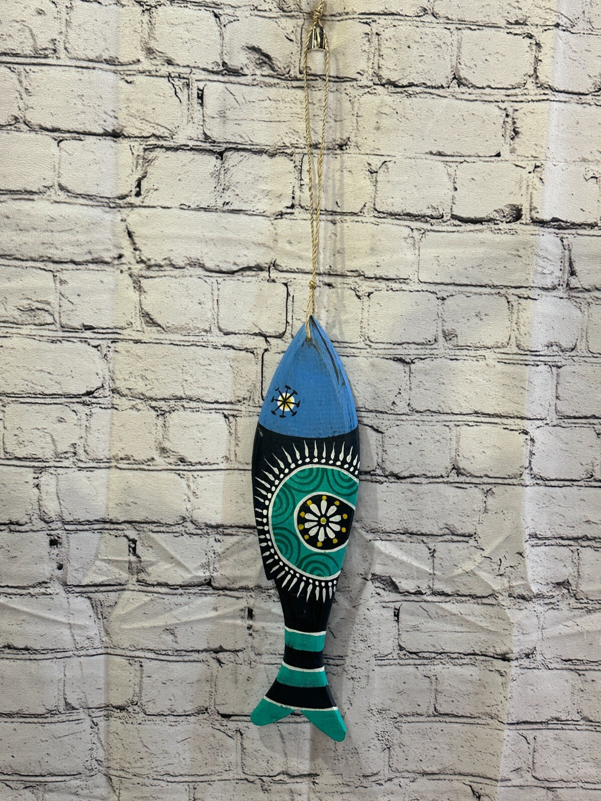 40cm Hanging Fish Hand Painted Fish Wooden Hanging Fish Coastal Decor Design 3