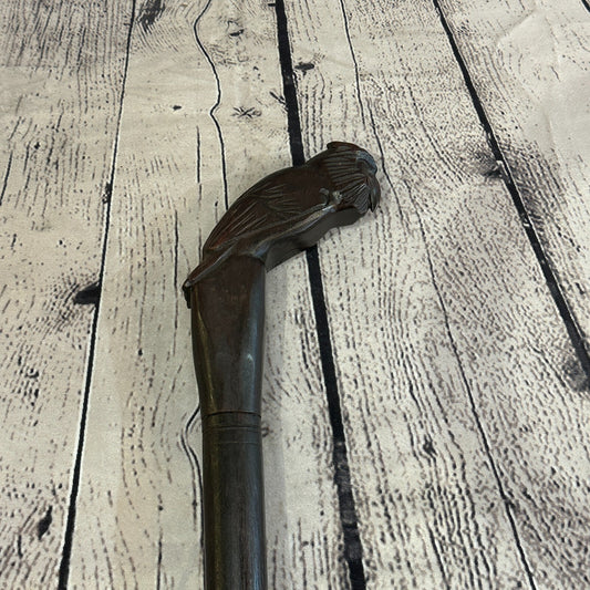 Wise Owl 90cm Tribal African Walking Stick Cane Hand Carved Dark Wood
