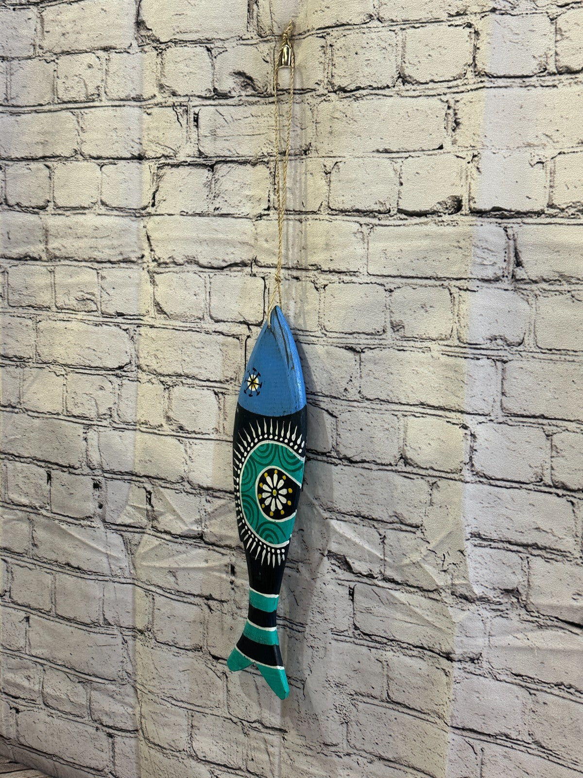 40cm Hanging Fish Hand Painted Fish Wooden Hanging Fish Coastal Decor Design 3