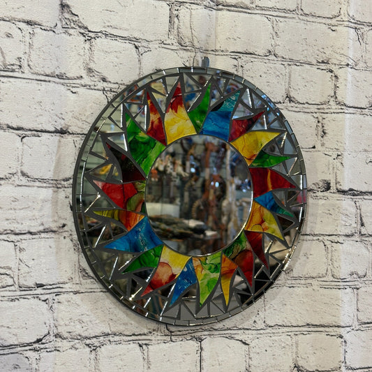 Rainbow Black Sun Mosaic Tile Wall Mirror 30cm x 30cm 12 Inches Handmade New