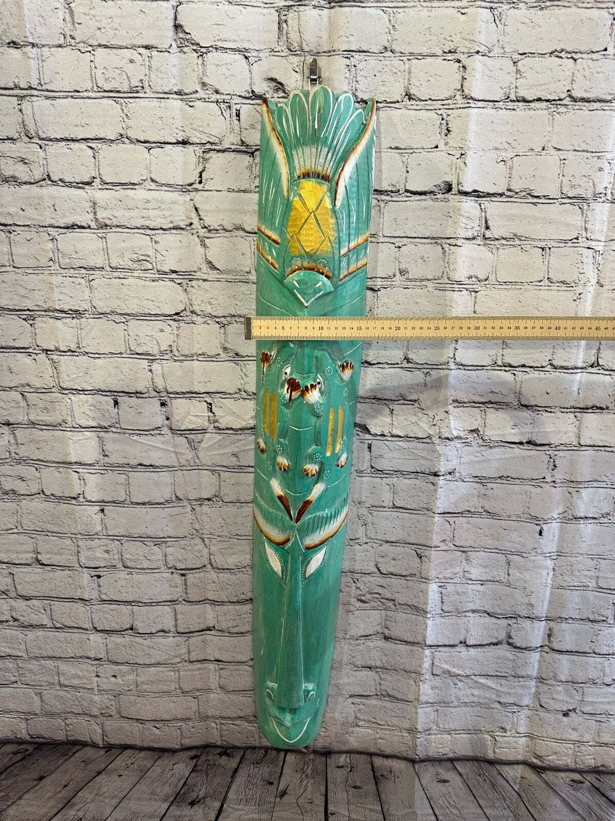 100cm Green Gecko Hand Carved Fair Trade Wooden Animal Wall Art Hang Mask