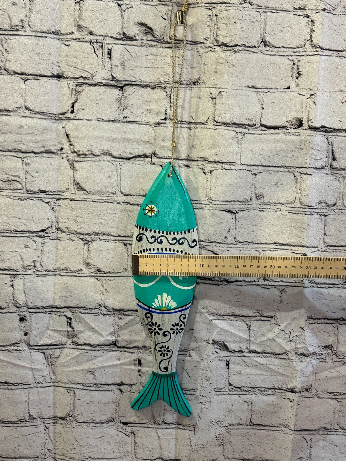 40cm Hanging Fish Hand Painted Fish Wooden Hanging Fish Coastal Decor Design 4