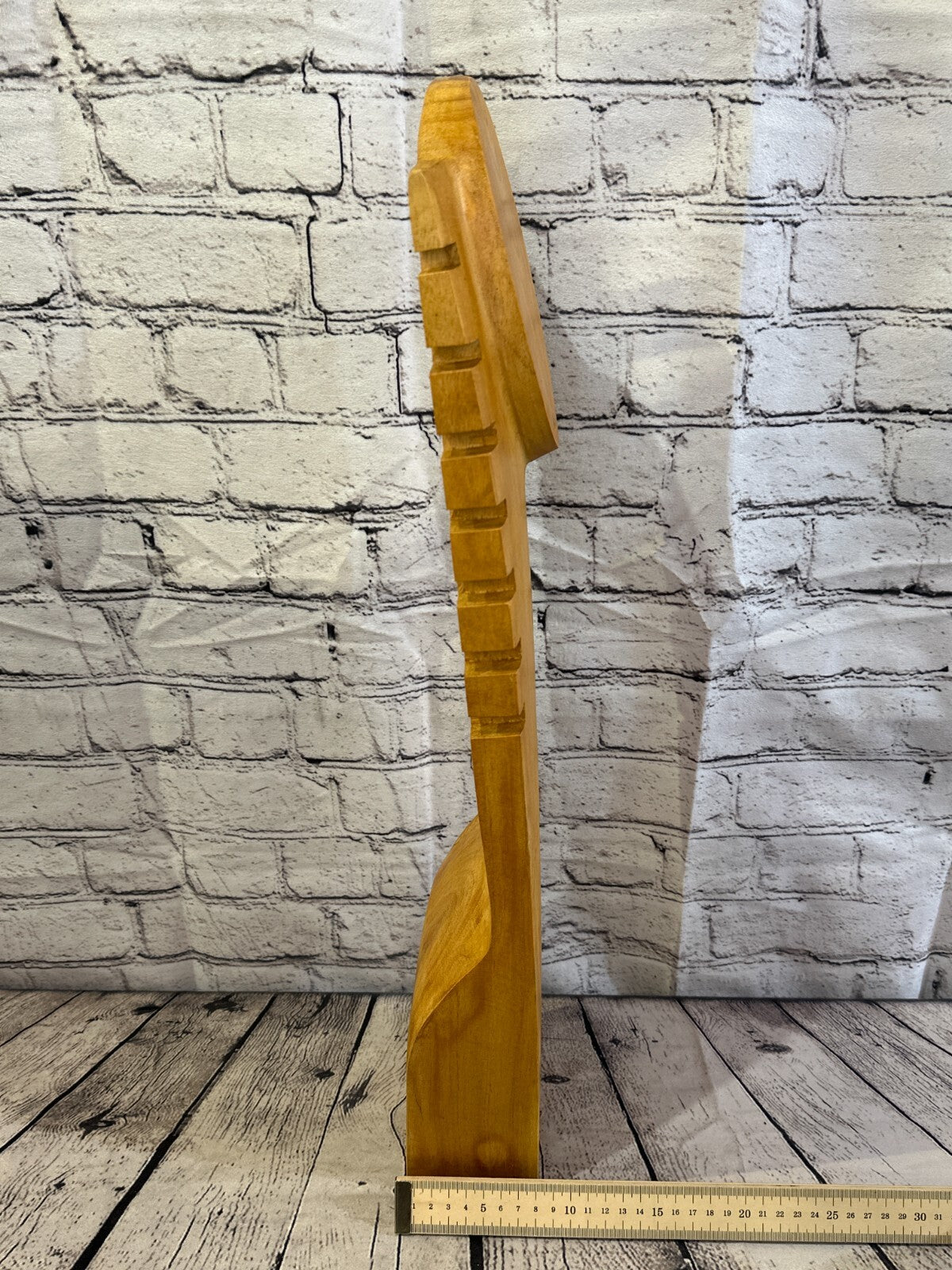 60cm Hand Carved Wooden Necklace On Base Chain Jewellery Display Stand Bust