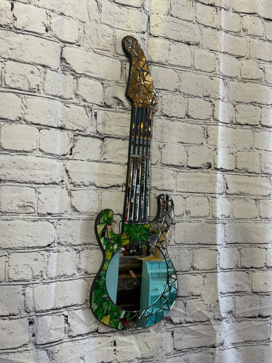 Green Guitar Mosaic Tile Wall Mirror 60cm x 20cm 24 Inches Handmade New