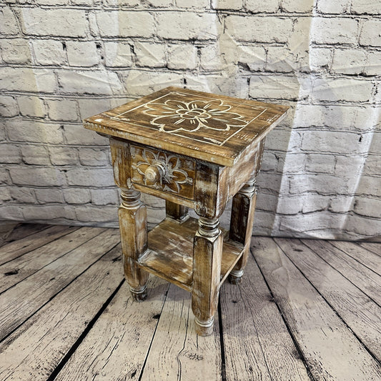 40cm x 25cm Brown 1 Draw Wooden Side Cabinet Living Hallway Storage Furniture