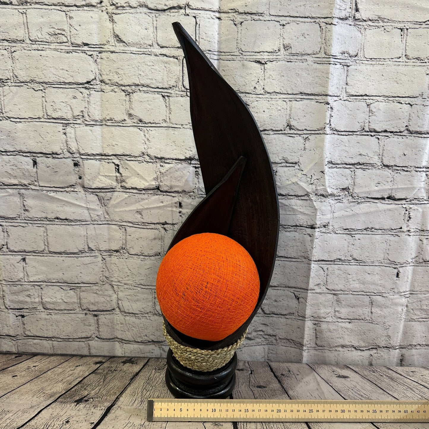 Orange Dark Brown Natural 60cm Tall Leaf Lamp Twist LED UK Mains Plug Design 4